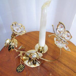 Crystal Delight Gold plated Candle Holder